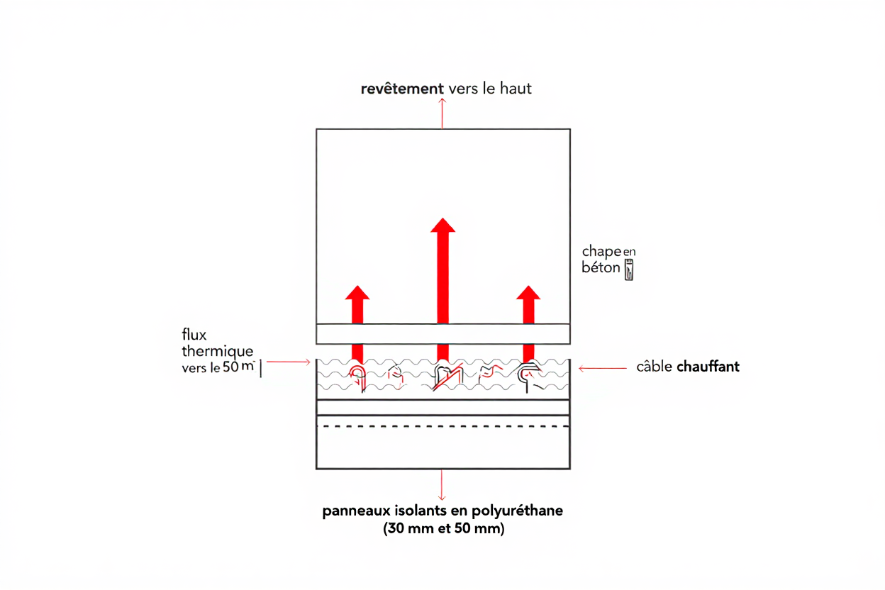 Coupe technique plancher chauffant électrique