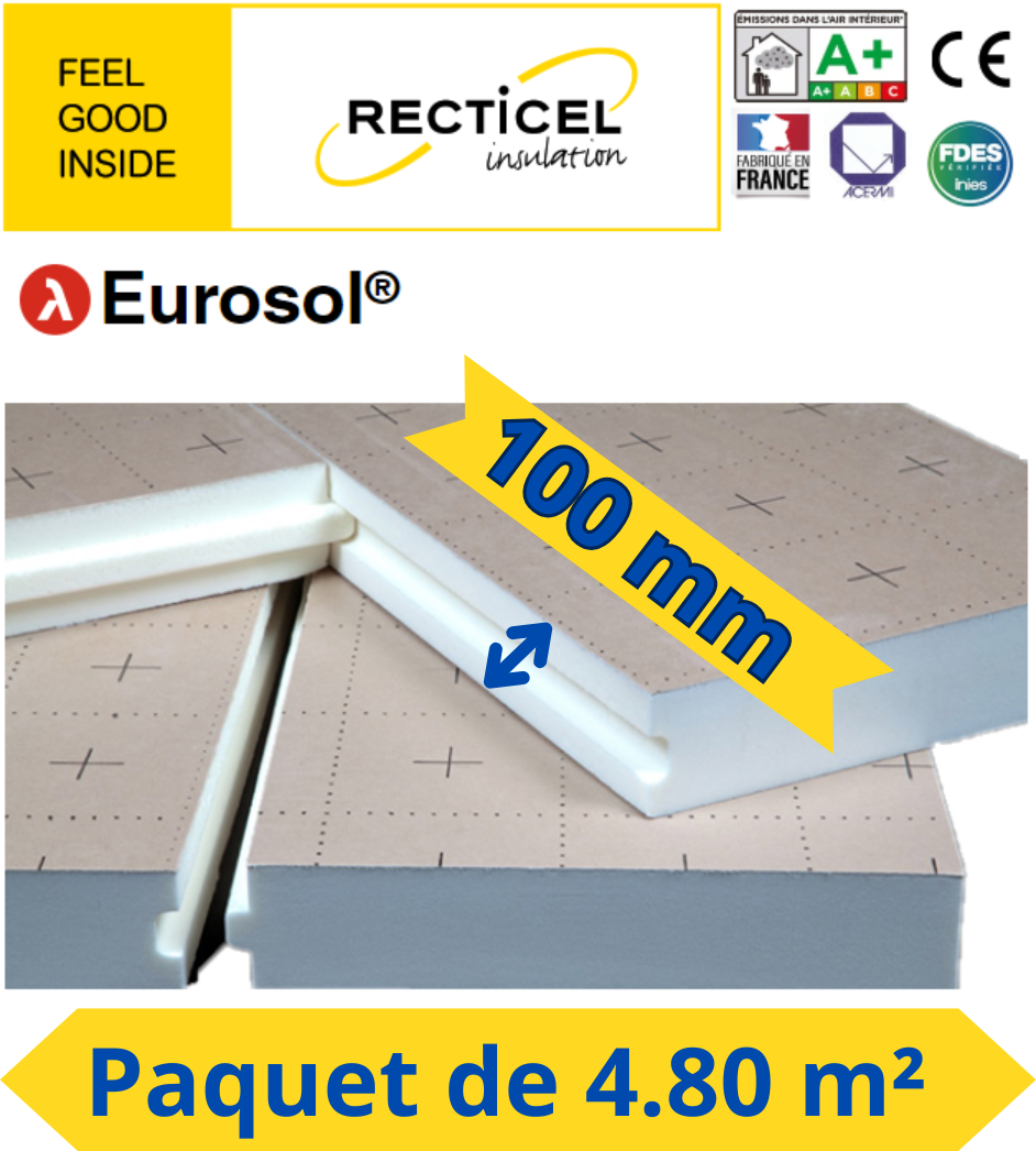 Isolation sol béton avec panneau isolant 100 mm et pose sous chape, paquets de 4.80 m².